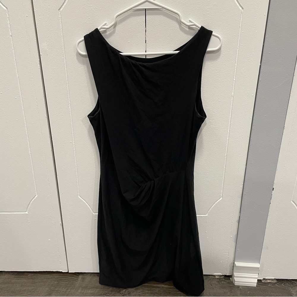 Theory Black Ruched Knee Length Sheath Dress